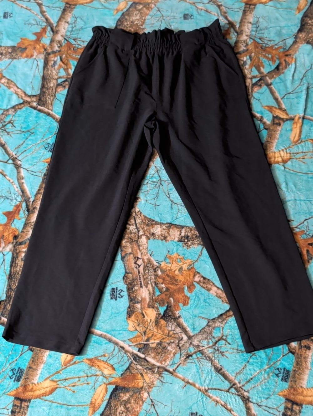 Grace Karin Black Elastic-Waist Dress pants